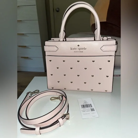 Kate Space Staci Heart Studded Satchel Bag with Cardholder and Wristlet - Picture 3 of 16